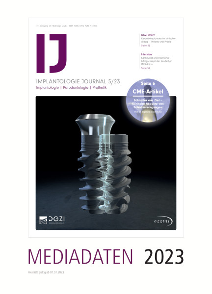 Cover bild gehörig zu Mediadaten Implantologie Journal